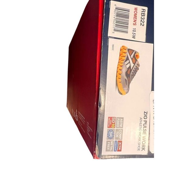 Reebok woman’s 10.5 orange silver zig pulse work athletic shoe composite toe - Picture 8 of 9